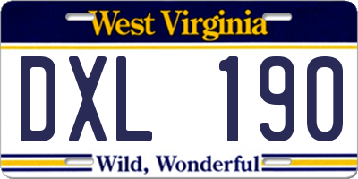 WV license plate DXL190