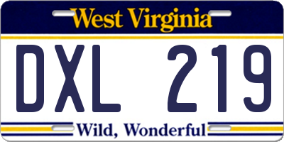 WV license plate DXL219