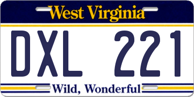 WV license plate DXL221
