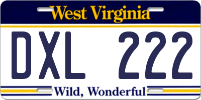 WV license plate DXL222