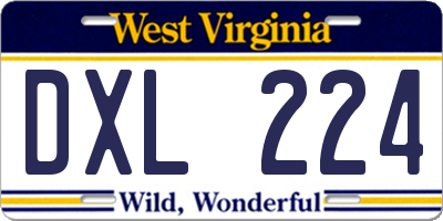 WV license plate DXL224