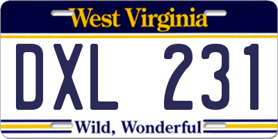 WV license plate DXL231
