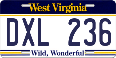 WV license plate DXL236