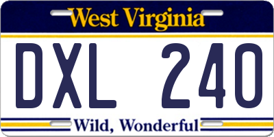 WV license plate DXL240