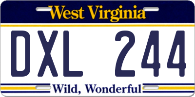 WV license plate DXL244