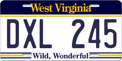 WV license plate DXL245