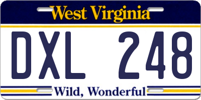 WV license plate DXL248