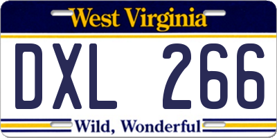 WV license plate DXL266