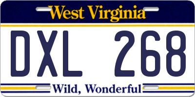 WV license plate DXL268