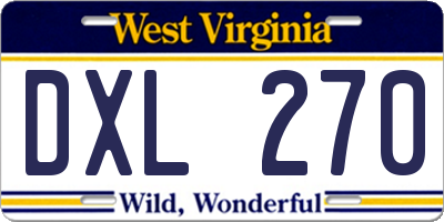 WV license plate DXL270
