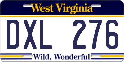 WV license plate DXL276