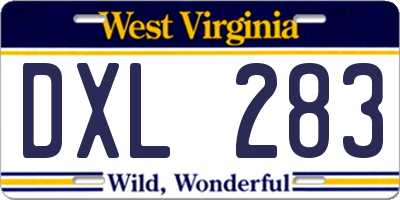WV license plate DXL283