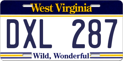 WV license plate DXL287