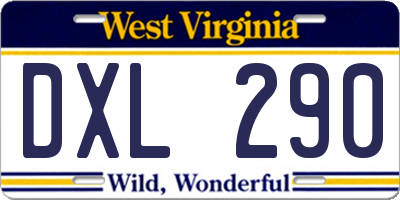 WV license plate DXL290