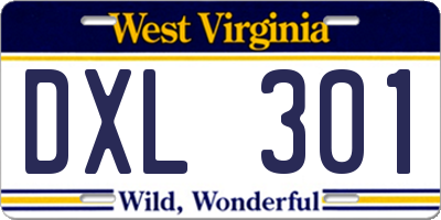 WV license plate DXL301