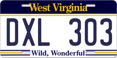 WV license plate DXL303