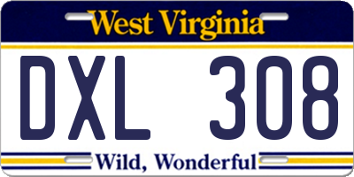 WV license plate DXL308