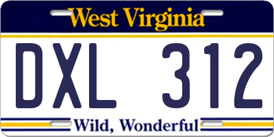 WV license plate DXL312