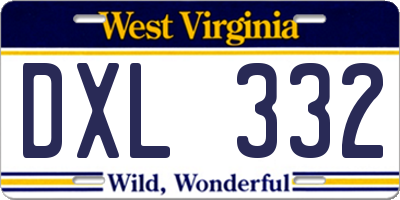 WV license plate DXL332