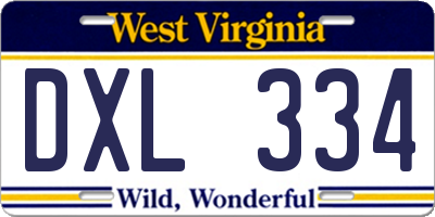 WV license plate DXL334
