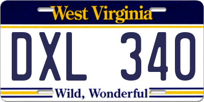 WV license plate DXL340