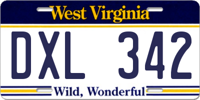 WV license plate DXL342
