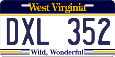 WV license plate DXL352