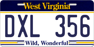 WV license plate DXL356