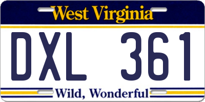WV license plate DXL361