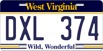 WV license plate DXL374