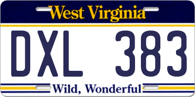 WV license plate DXL383