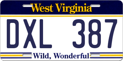 WV license plate DXL387