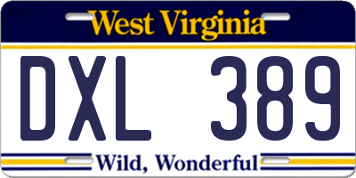 WV license plate DXL389