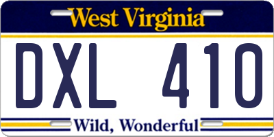 WV license plate DXL410