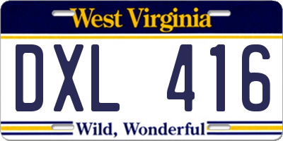 WV license plate DXL416