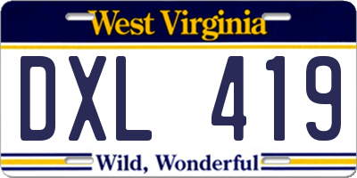 WV license plate DXL419
