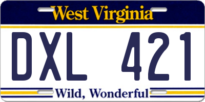 WV license plate DXL421