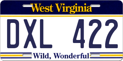 WV license plate DXL422