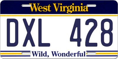 WV license plate DXL428