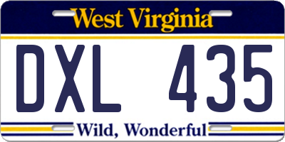 WV license plate DXL435