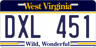 WV license plate DXL451