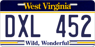 WV license plate DXL452