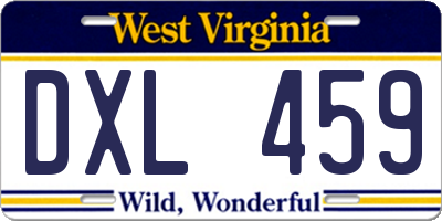 WV license plate DXL459