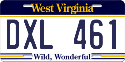 WV license plate DXL461