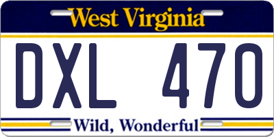 WV license plate DXL470