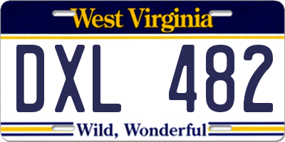 WV license plate DXL482