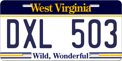 WV license plate DXL503