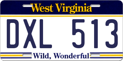 WV license plate DXL513