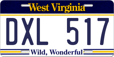 WV license plate DXL517