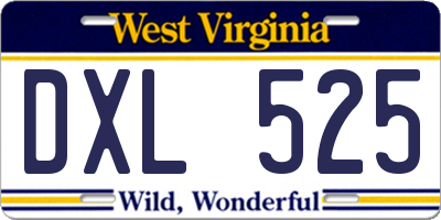 WV license plate DXL525